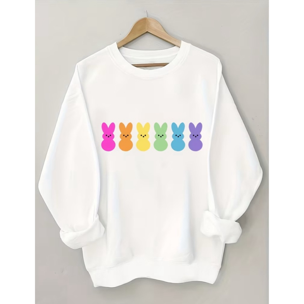 White Rainbow Easter Peeps Fleece Lined Sweatshirt